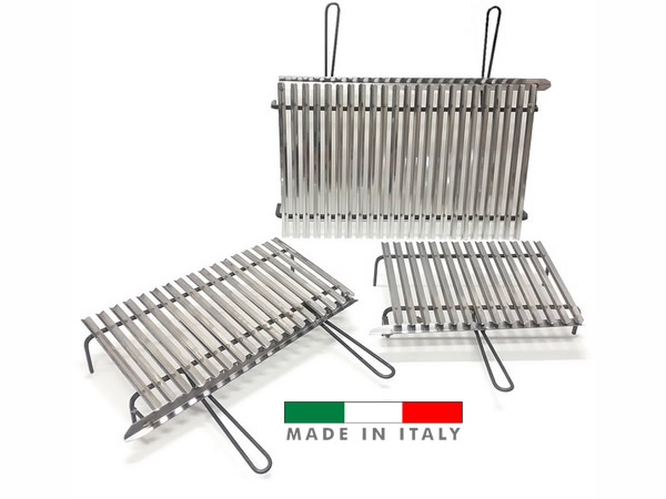 Produzione graticola con telaio in ferro e griglia in acciaio inox per  barbecue